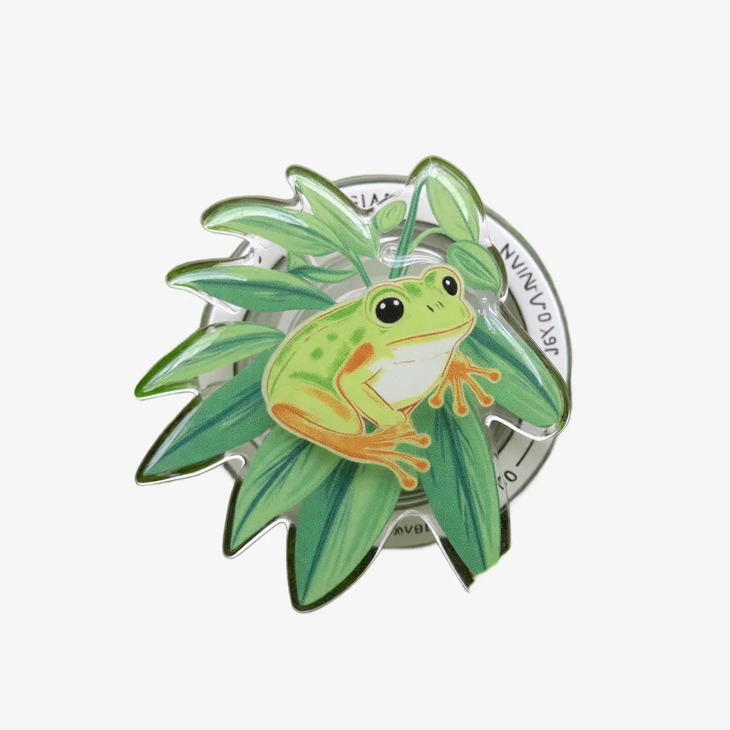 Green Plant Frog Phone Grip Stand