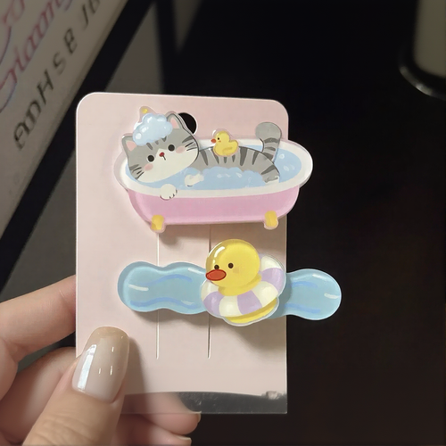 Cat Bathing Cute Hair Clip