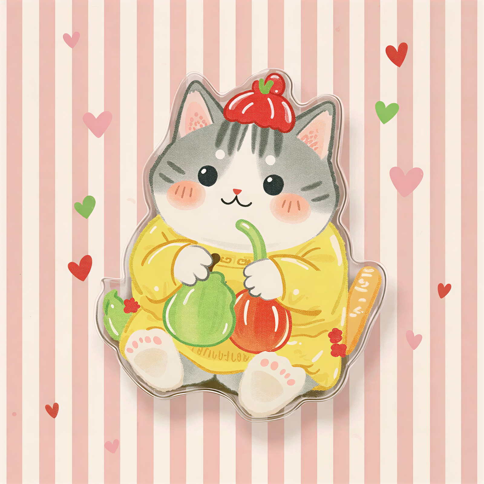 Cute Cat Fruit & Veggie Phone Grip Stand
