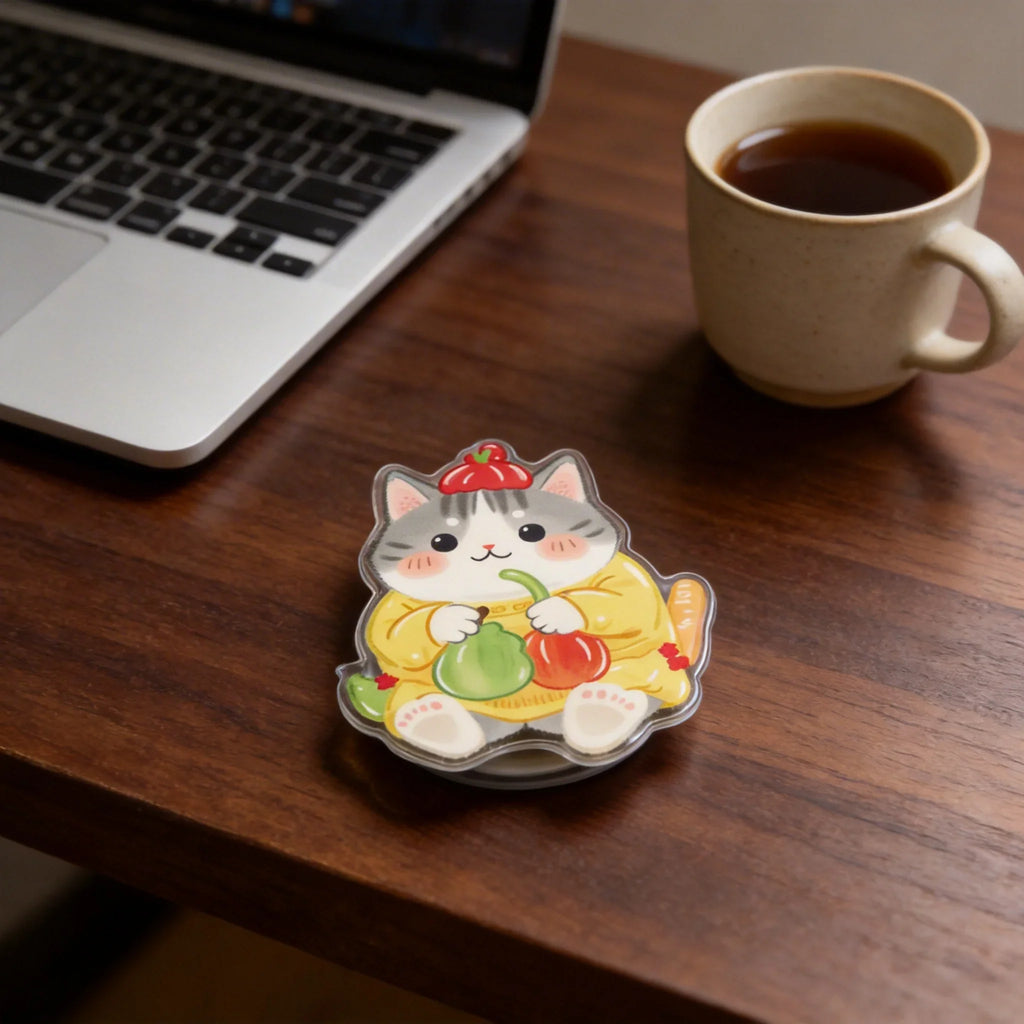 Cute Cat Fruit & Veggie Phone Grip Stand