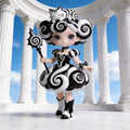 Black and White Swirl Puff Skirt Figure
